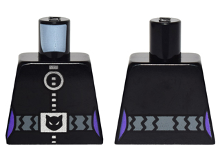 Torso Batman Female Outline, Silver Zipper with Round Pull and Belt with Cat Buckle Pattern