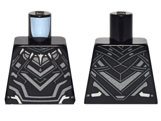 Torso Super Hero Costume with Dark Silver Chevron Armor Panels, Dark Bluish Gray Lines, Silver Animal Tooth / Claw Necklace Pattern