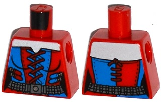 Torso Batman Female Corset with Red and Blue Laces, Dark Bluish Gray Belt Pattern