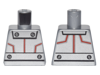 Torso Silver Robot Panels with Red Lines and Black Rivets Pattern