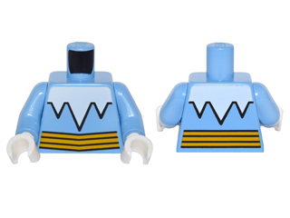 Torso White Icicles Collar and Bright Light Orange Belt Pattern (Captain Cold) / Medium Blue Arms / White Hands