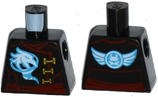 Torso Ninjago Female Robe with Gold Clasps, Bird, Dark Red Sash and Emblem and Wings on Back Pattern