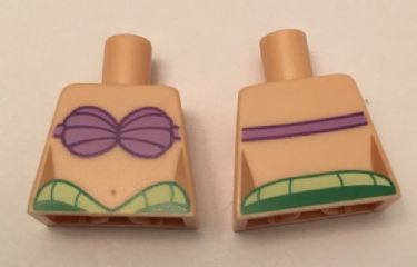 Torso Mermaid Medium Lavender Shell Bra, Navel, and Green and Yellow Waist Pattern