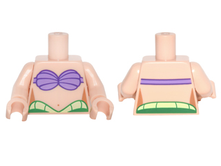 Torso Mermaid Medium Lavender Shell Bra, Navel, and Green and Yellow Waist Pattern / Light Nougat Arms / Light Nougat Hands