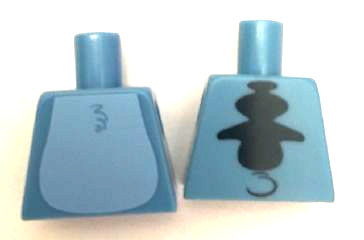 Torso Alien with Bright Light Blue Stomach, Dark Blue Spine Fins and Tail on Back Pattern