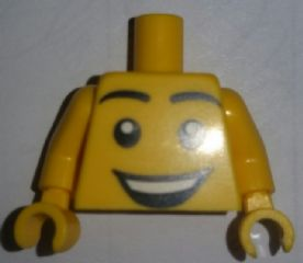 Torso Large Smiley Face Open Mouth Grin Pattern / Yellow Arms / Yellow Hands