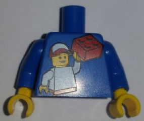Torso LEGO KidsFest Boy Holding Red Brick Pattern / Blue Arms / Yellow Hands