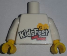 Torso LEGO KidsFest 2 Minifigure Heads and 2 Red Bricks Pattern / White Arms / Yellow Hands