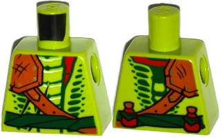 Torso Ninjago Snake with Shoulder Pad and Dark Green Belt and Red Vials Pattern