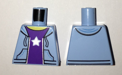 Torso Hooded Sweatshirt Open with Dark Purple Shirt with Silver Star Pattern