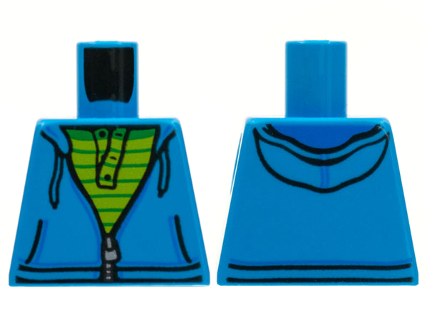Torso Hoodie with Zipper over Lime and Green Striped Shirt Pattern