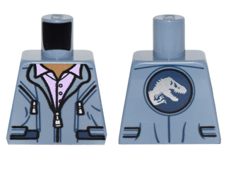 Torso Jumpsuit with Silver Zippers and 2 Pockets over Lavender Shirt with Collar Pattern