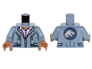 Torso Jumpsuit with Silver Zippers and 2 Pockets over Lavender Shirt with Collar Pattern / Sand Blue Arms / Medium Nougat Hands