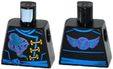 Torso Ninjago Robe with Gold Clasps, Jay Power Symbol, Blue Sash and Emblem and Wings on Back Pattern