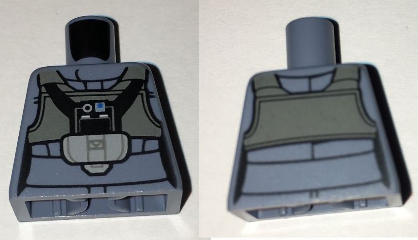Torso SW Rebel A-wing Pilot with Dark Gray Vest and Black Front Panel with Breathing Apparatus Pattern