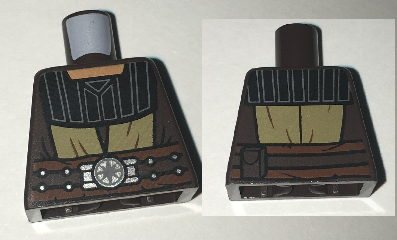 Torso SW Jedi Robe, Belt with Silver Buckle, Black Collar Pattern (Quinlan Vos)