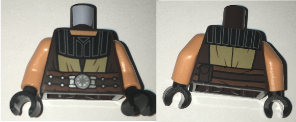 Torso SW Jedi Robe, Belt with Silver Buckle, Black Collar Pattern (Quinlan Vos) / Nougat Arms / Black Hands