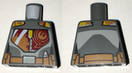 Torso SW Mandalorian Armor Plates Female Dark Red, Dark Orange, and Yellow with Rebel Starbird and Utility Belt Pattern (Sabine Wren)