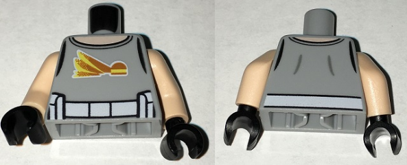 Torso T-Shirt with Light Nougat Neck, SW Power Sliders Diner Logo and White Utility Belt Pattern / Light Nougat Arms / Black Hands