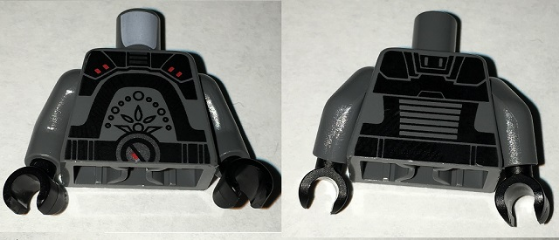 Torso SW Black Armor Plates with Red Button Pattern (Inquisitor Fifth Brother) / Dark Bluish Gray Arms / Black Hands