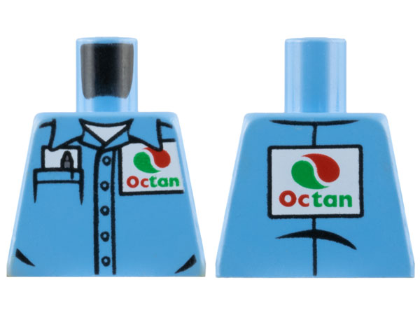 Torso Shirt with Collar and Buttons, White Undershirt, Pocket with Notepad and Pen, Octan Logo Pattern