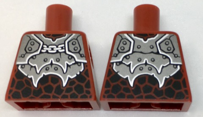 Torso Nexo Knights Armor with Silver Plates, Chain, Rivets and Black Scales Pattern