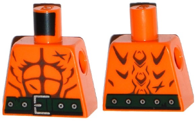 Torso Ninjago Bare Chest Muscles Outline, Scars, Dark Green Belt on Front and Back Pattern