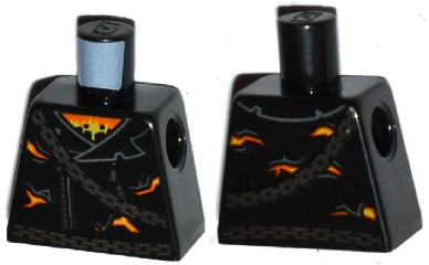 Torso Leather Jacket with Holes with Flames and Silver Chains Pattern