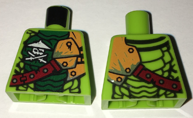 Torso Ninjago Scales, Green Stomach, Ninja Skull with Crossed Swords, Shoulder Armor Pattern