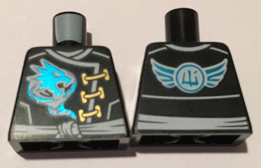Torso Ninjago Robe with Gold Clasps, Zane Power Symbol, White Sash and Emblem and Wings on Back Pattern
