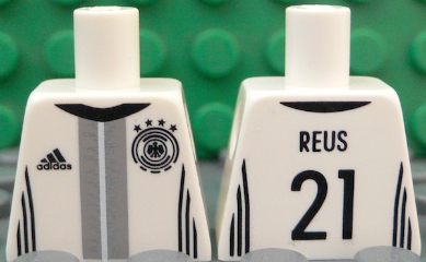 Torso Soccer Shirt with Adidas Logo, 4 Stars and Eagle Front, 'REUS 21' Back Pattern