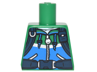 Torso Hoodie with Ties, Dark Azure Stripe, Pockets, Silver Zipper and Dark Blue Straps Pattern