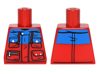 Torso Winter Jacket with Blue Panel, 4 Pockets with Snaps and Zipper Pattern