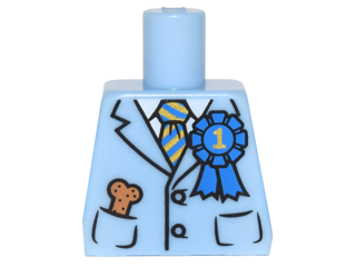 Torso Suit Jacket with Blue and Gold Striped Tie, Blue 1st Place Ribbon, Dog Treat Bone in Pocket Pattern