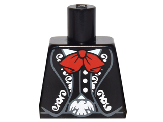 Torso Suit Jacket Bolero with Silver Trim, Vest, Red Bow Tie, Silver Eagle Belt Buckle Pattern