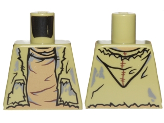 Torso Vest Tattered, Dirty with Hood and Dark Tan Creased Undershirt Pattern