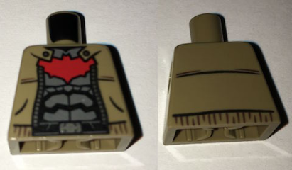 Torso Batman Jacket over Dark Gray Armor, Red Large Bat Logo Pattern