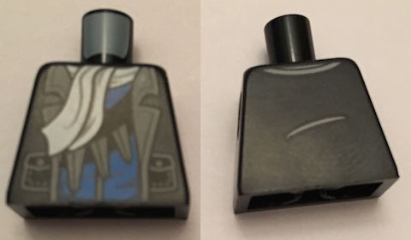 Torso Batman Jacket over Blue Shirt with White Scarf, Sash with Boomerangs Pattern