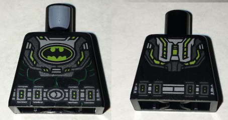Torso Batman Logo in Lime Oval with Body Armor and Silver Belt Pattern
