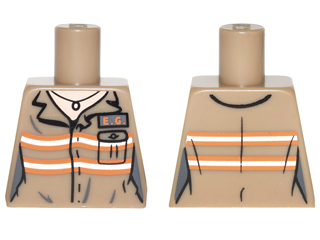 Torso Ghostbusters Jumpsuit Female with 'E.G.' ID Badge and Necklace Pattern