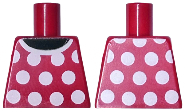 Torso Red Dress Top with White Collar and Polka Dots Front and Back Pattern