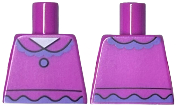 Torso Shirt with Collar, Lavender Ruffles and Button Pattern