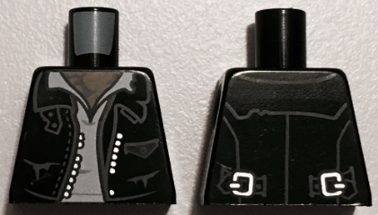 Torso Ghostbusters Leather Jacket over White Open Shirt and Dark Tan Neck Pattern (Zombie Driver)