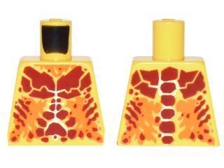 Torso Nexo Knights Bare Chest with Dark Red and Orange Bones and Smudges Pattern