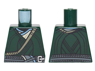 Torso Wrapped Vest over Tan and Medium Blue Shirt, Dark Bluish Gray Tied Belt Pattern