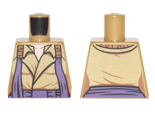 Torso Open Coat with Collar, Orange and Dark Purple Loose Straps Pattern