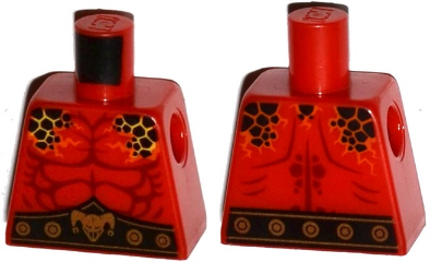 Torso Nexo Knights Bare Chest with Black Spots And Belt with Gold Jester Head Buckle Pattern