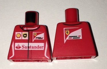 Torso Speed Champions with Shell, UPS, Ferrari and Red Santander Logo Front, Ferrari Logo Back Pattern