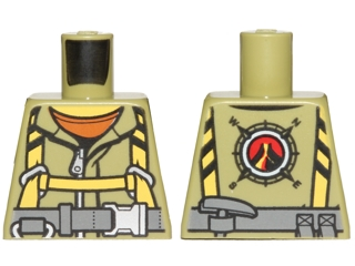 Torso Volcano Explorer Jumpsuit with Dark Bluish Gray Belt and Yellow Harness Front, Volcano Logo Back Pattern