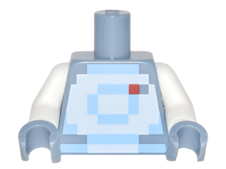 Torso Pixelated Bright Light Blue and White Spacesuit Pattern / White Arms / Sand Blue Hands